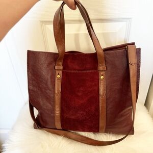 FOSSIL Kingston Leather Suede Tote Bag